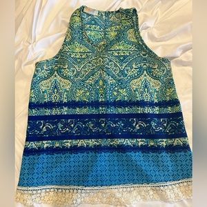 Shelton Split Back Patterned Sleeveless Top